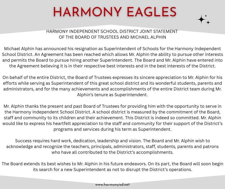 Joint Statement of the HISD Board and Michael Alphin