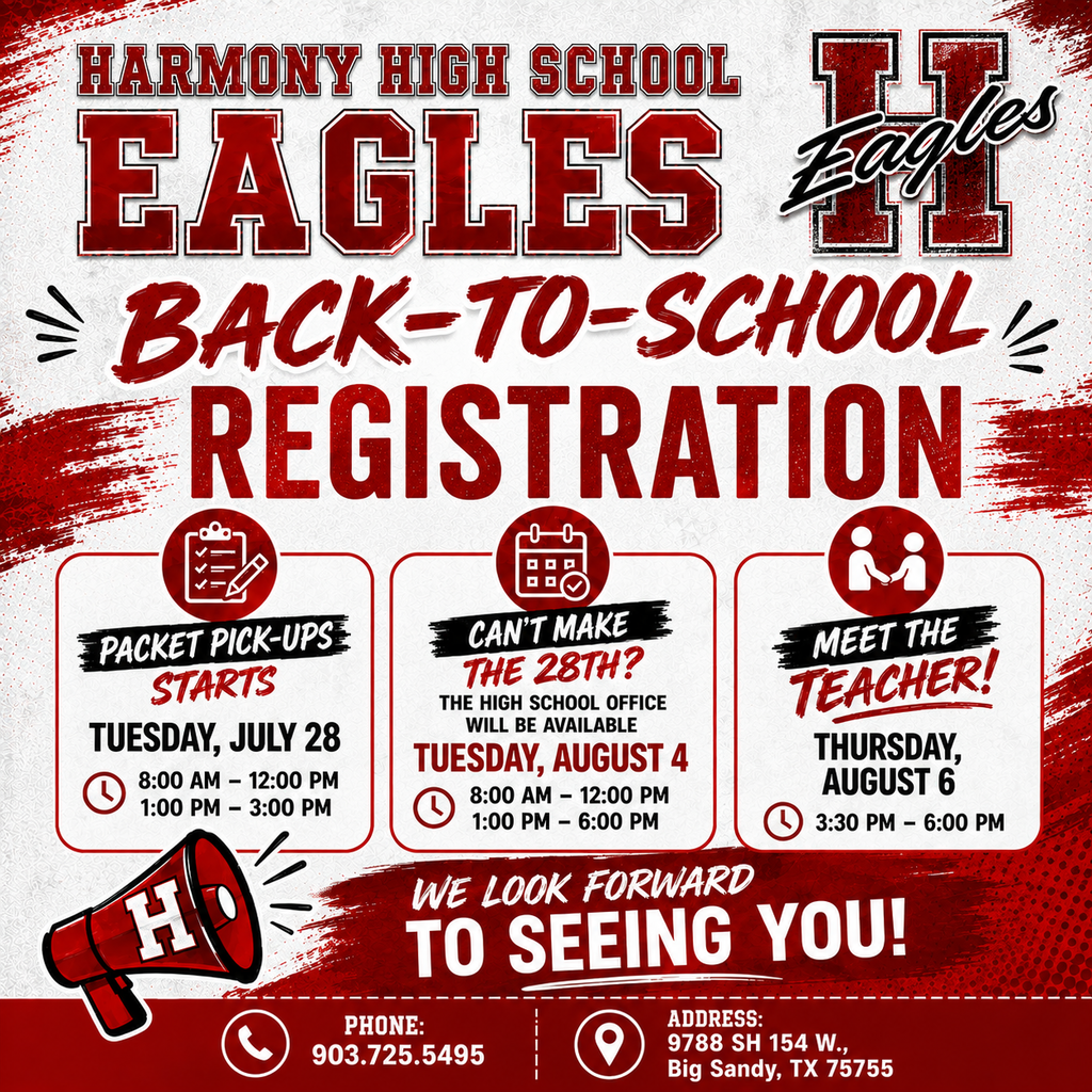 Back-to-school registration begins 7/28. Office is open from 8:00-3:00 Mon-Thur. Meet the teacher is August 6th from 3:30-6:00. 