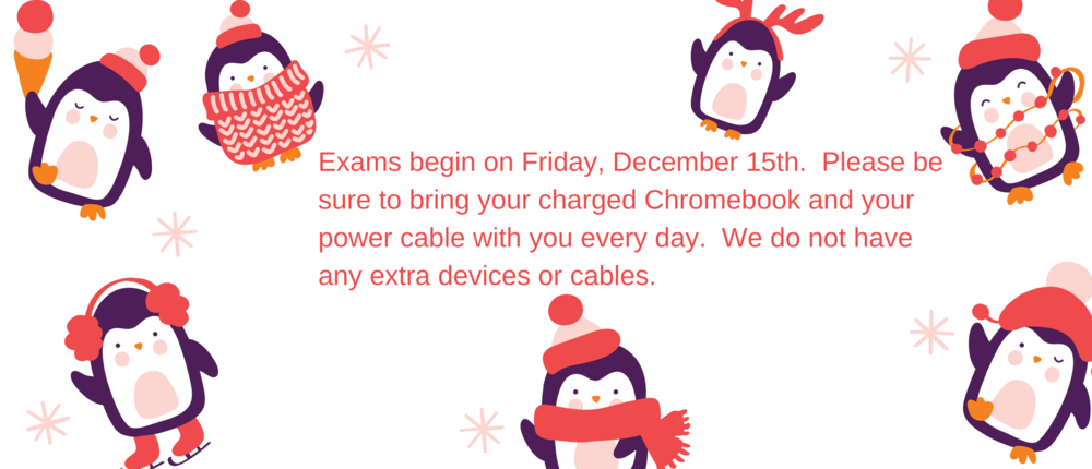 exams begin Dec 15 bring devices