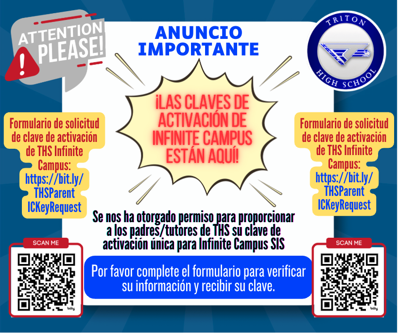Formulario de solicitud de clave de activación del portal para padres de Infinite Campus