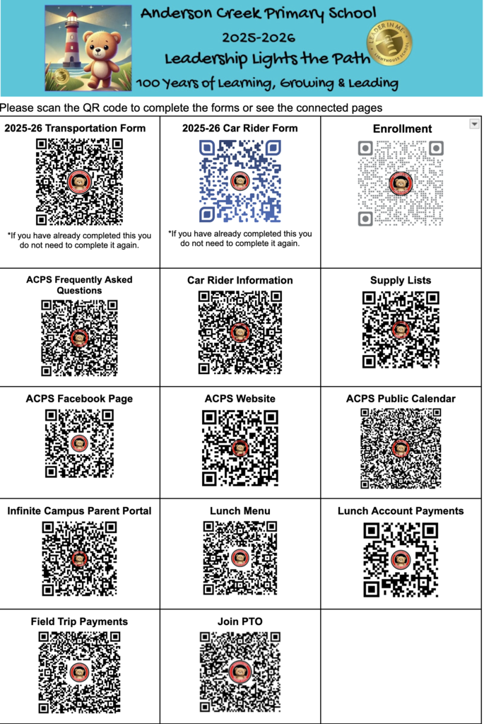 Please scan the appropriate QR code for important information and links.