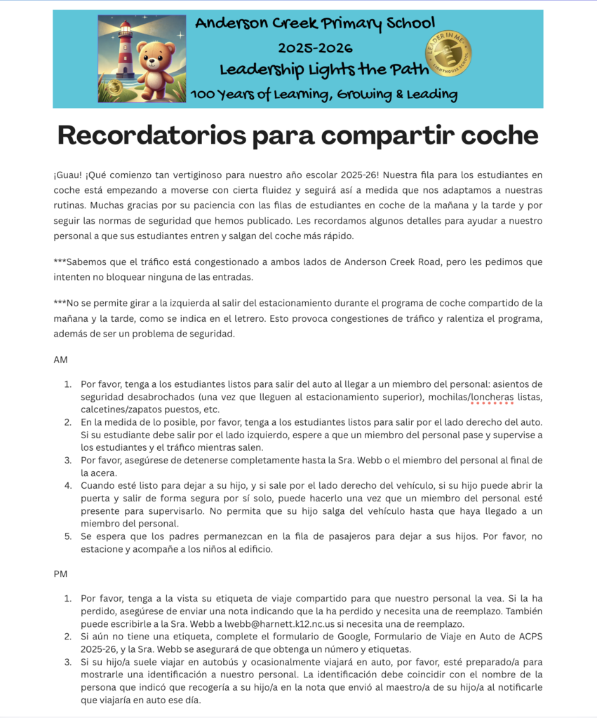 Recordatorios importantes para compartir el vehículo