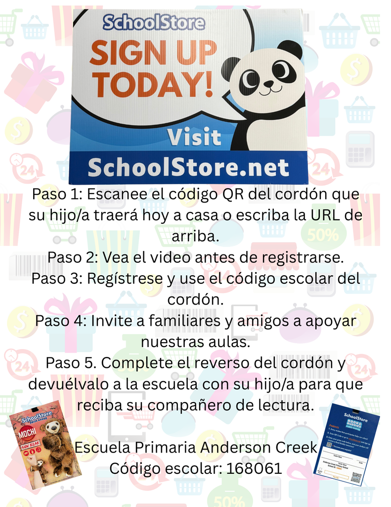 Apoye a nuestra escuela a través de SchoolStore.net. Los estudiantes traerán sus cordones a casa esta semana.