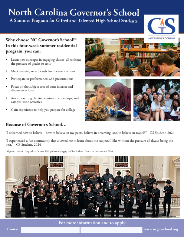 Governor's School Nominations being Accepted until Oct. 14th