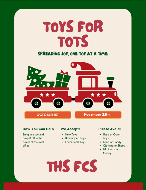 THS FCS and Interact Clubs are gathering Toys for Tots together this year!
