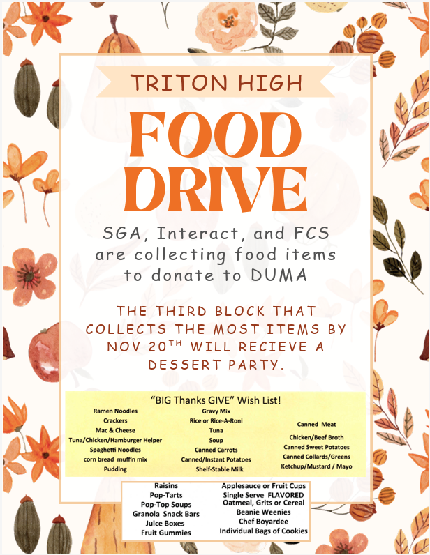 DUMA + THS Clubs = Food Drive Success this holiday season!