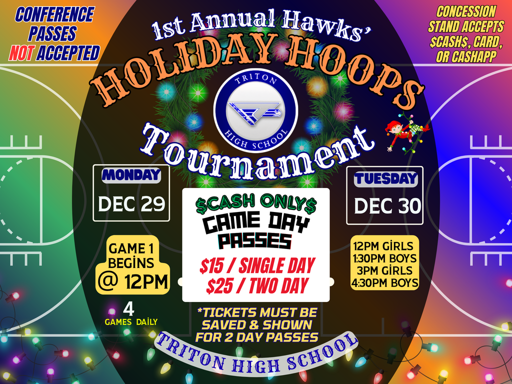 1st Hawks' Holiday Hoops Basketball Tournament