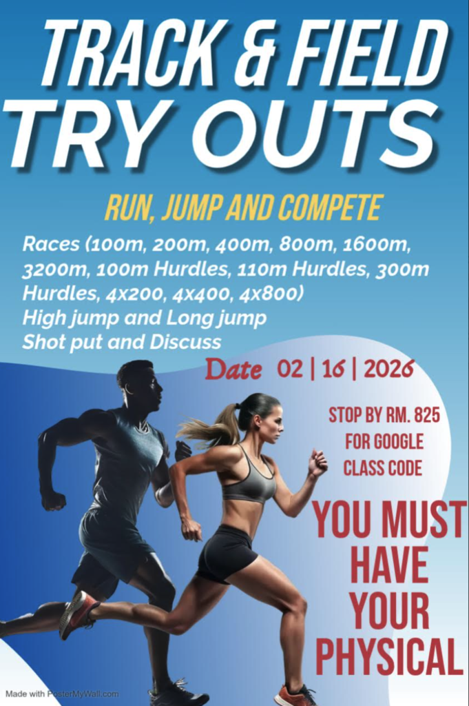 Spring Track & Field Try Outs 2/16/26