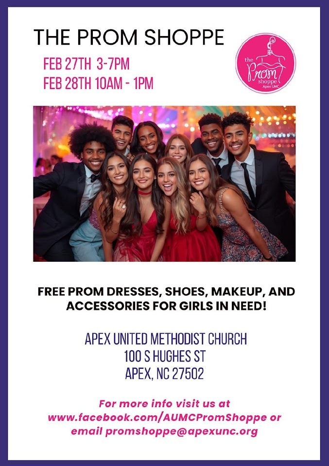 unior and Senior Girls...if you need help getting a prom dress or accessories, check out this resource!  www.facebook.com/AUMCPromShoppe  or email: promshoppe@apexunc.org