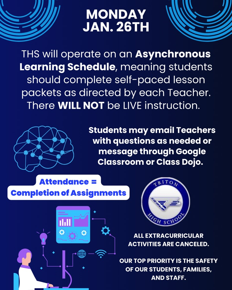 Monday, Jan. 26th is a Remote Learning day  