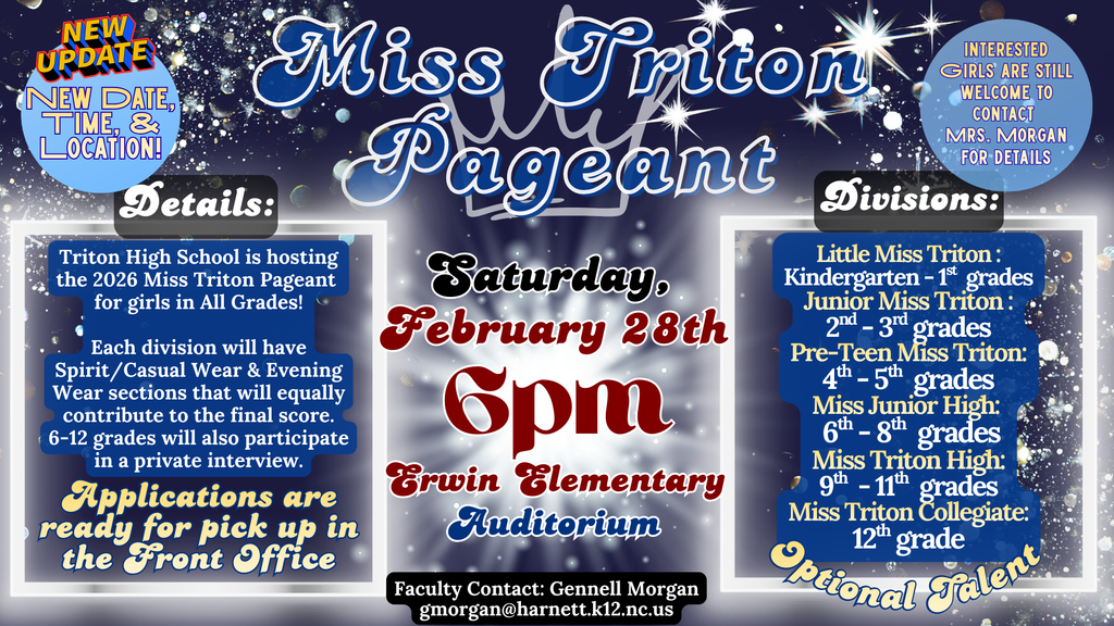 New date 2/28/26 Location ERWIN ELEMENTARY Will move the show time up to 6PM.