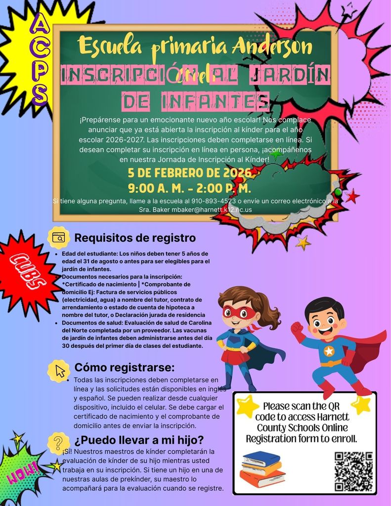 Inscripción de Kindergarten 5 de febrero de 2026