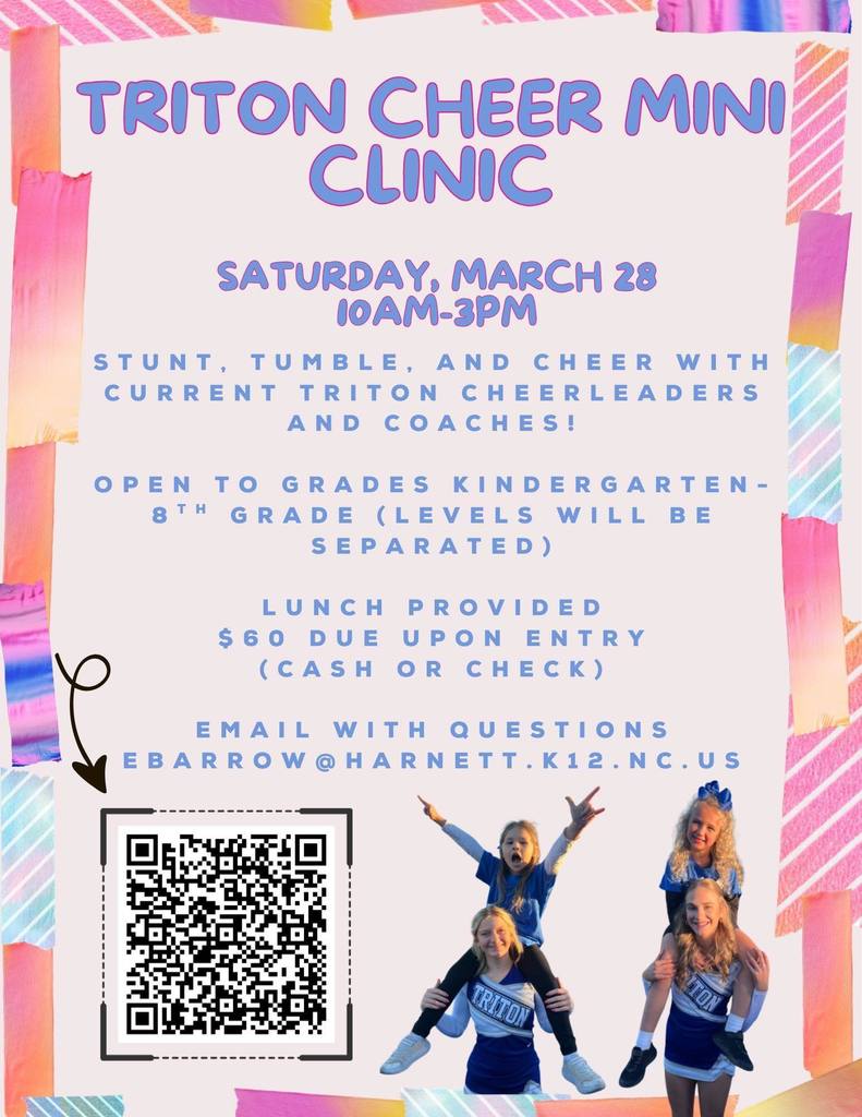 Triton Cheer Mini Clinic - Saturday, March 28 from 10AM-3PM