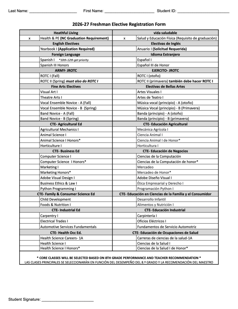 THS Registration Form