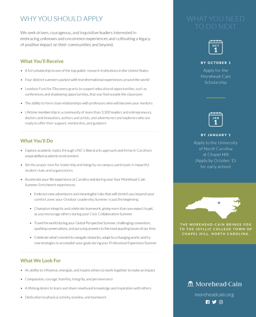 morehead cain scholarship