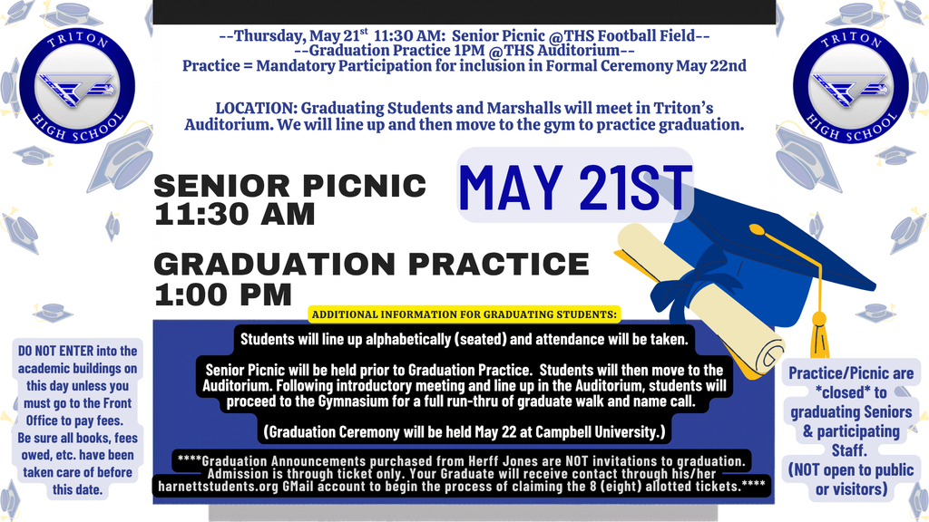Senior Picnic and Grad Practice Information