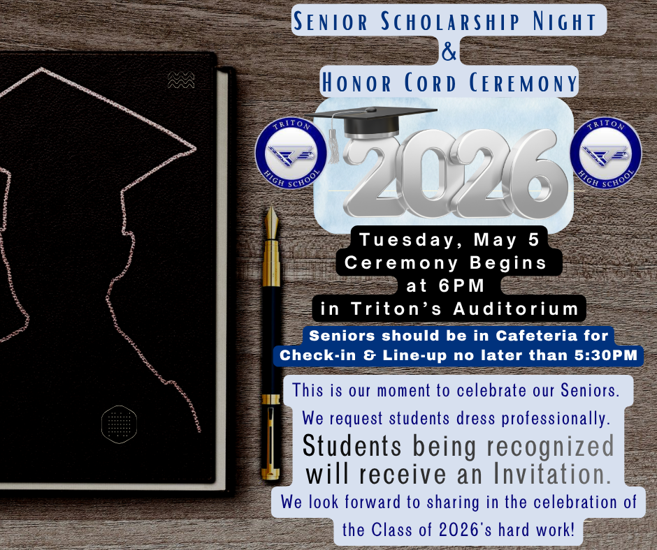 Senior Scholarship and Honors Cord Ceremony May 5, 6PM at THS Auditorium