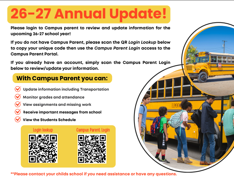 Infinite Campus Parent Portal Updates Needed for the 2026-2027 School Year