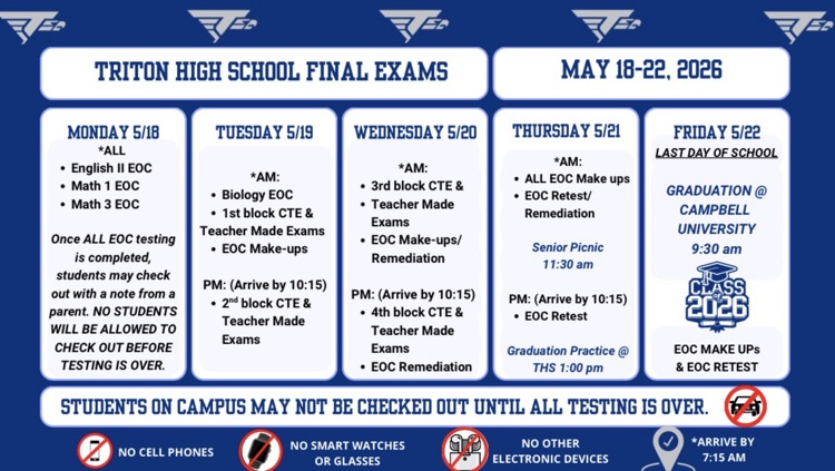 Triton’s Spring Exam Schedule 