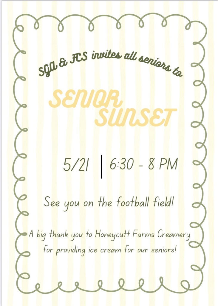Senior Sunset |  5/2  |  6:30 - 8 PM  |  @Triton_High_School Football Field  