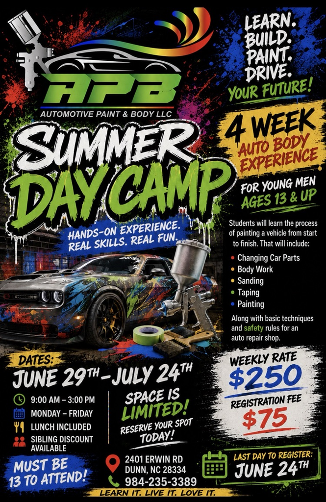 Auto body Day Camp opportunity this summer