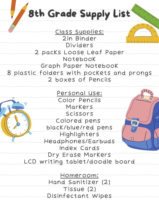 8th Supply List