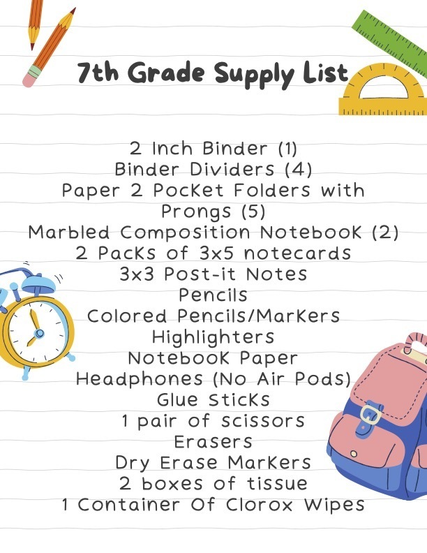 7th Supply List