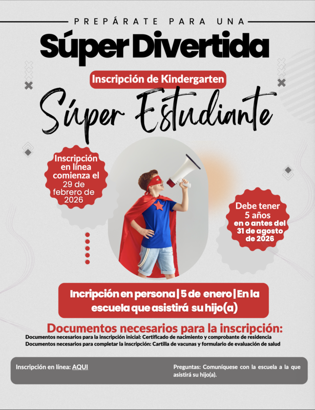 Spanish-Kindergarten Registration Flyer