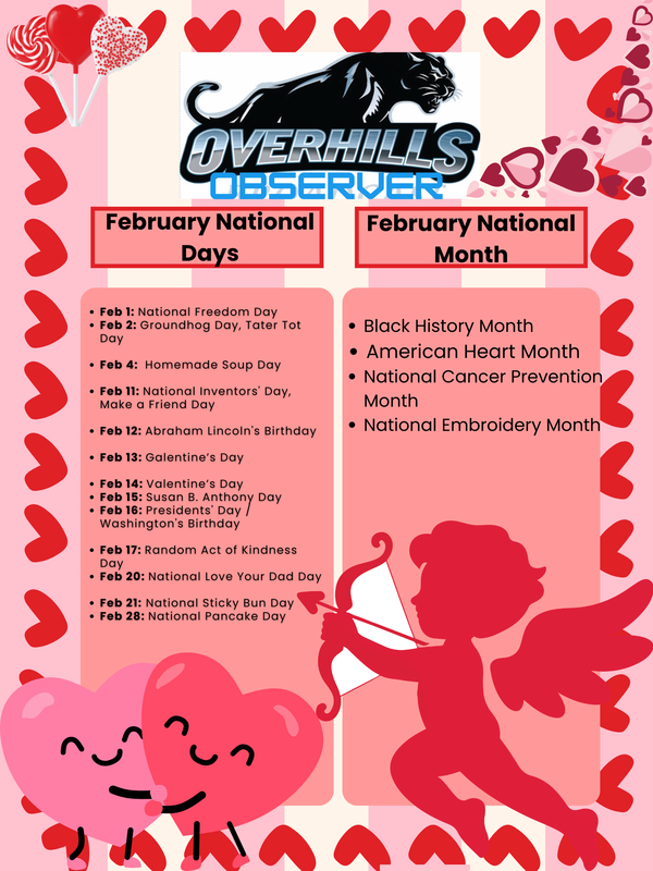 Overhills Observer Volume 1 Issue 2 important dates