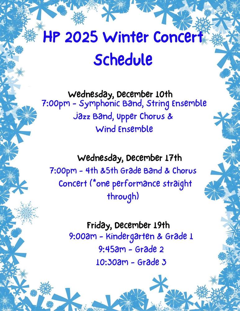 HP 2025 Winter Concert Schedule