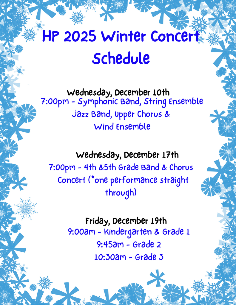 HP 2025 Winter Concert Schedule