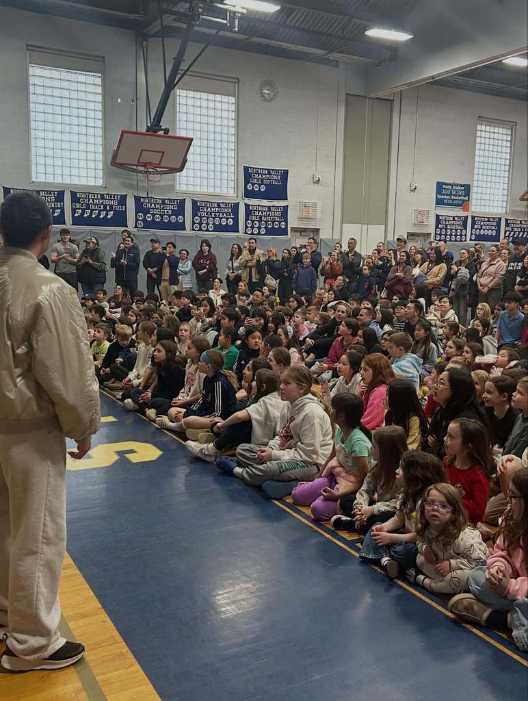 Students and parents gathered at the Art Show