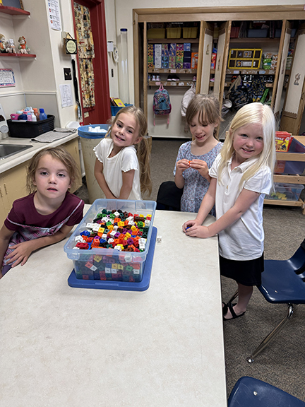 group of kids with blocks