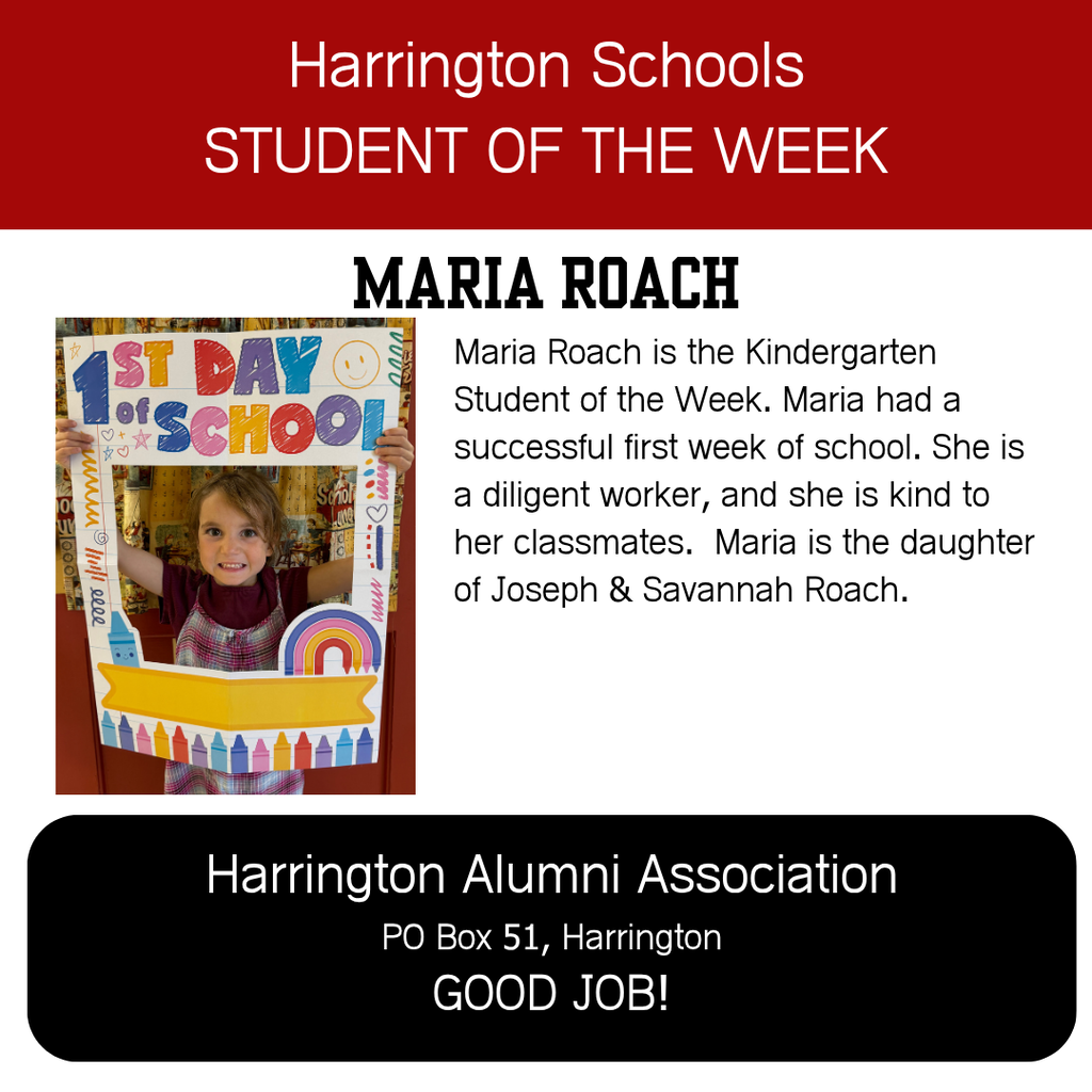 text and graphics announcing student of the week.