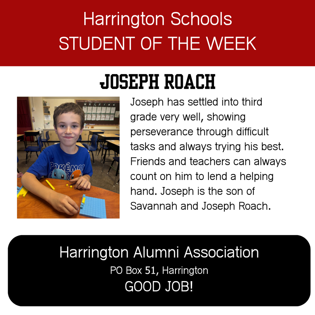 Photo and text highlighting the student of the week