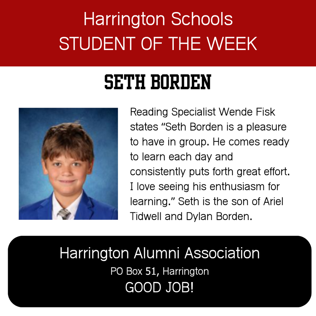 graphic and text highlighting the student of the week