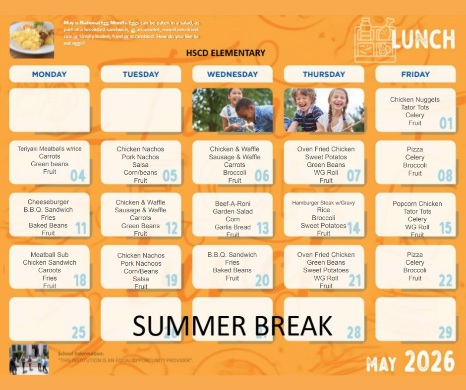 May lunch menu