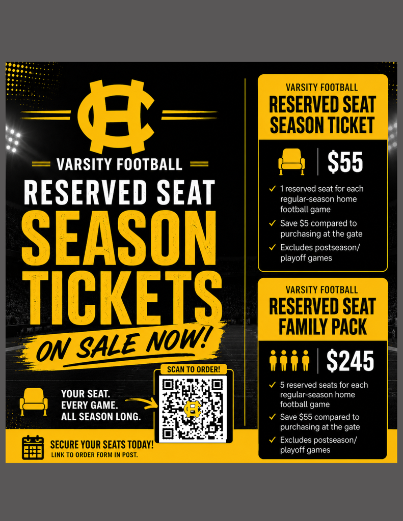 Varsity Football Reserved Seat Season Ticket – $55  Never worry about finding a seat on Friday nights! Secure your reserved seat for every regular-season home varsity football game and enjoy a season-long savings.  Reserved seat for all regular-season home varsity football games Save $5 compared to purchasing tickets at the gate Skip the lines and enjoy the same great seat every game Postseason/playoff games not included Varsity Football Reserved Seat Family Pack – $245  Cheer on the Tigers together all season long! The Family Pack provides reserved seating for five family members at every regular-season home varsity football game while offering the best value.  Five reserved seats for every regular-season home varsity football game Save $55 compared to purchasing tickets at the gate Sit together in the same reserved seats all season Postseason/playoff games not included