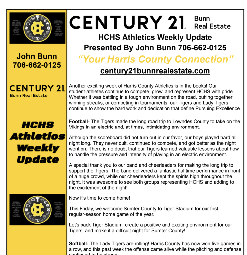 John Bunn Weekly HCHS Athletic Update