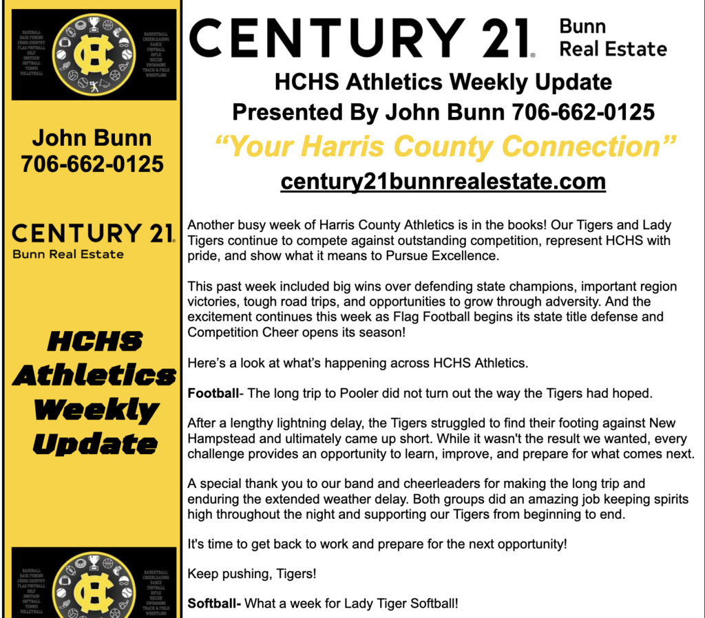 HCHS Weekly Athletic Update