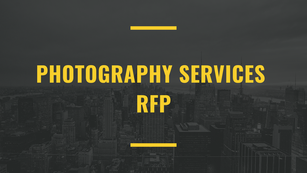Decorative image of a city containing the text Photography Service RFP