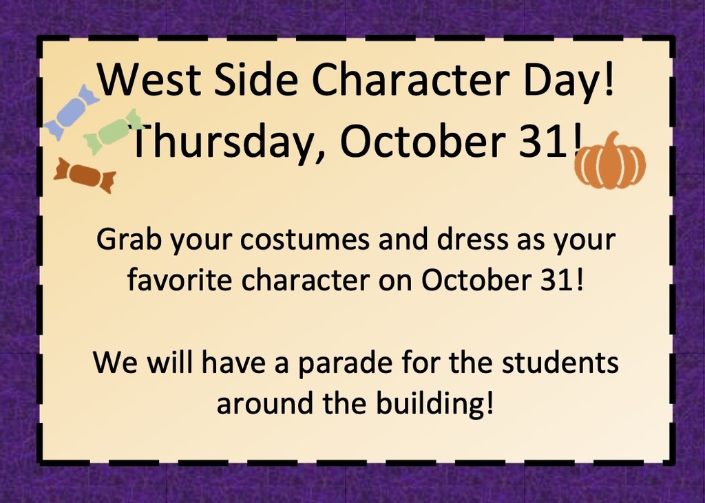 Character Day is on Thursday, October 31!