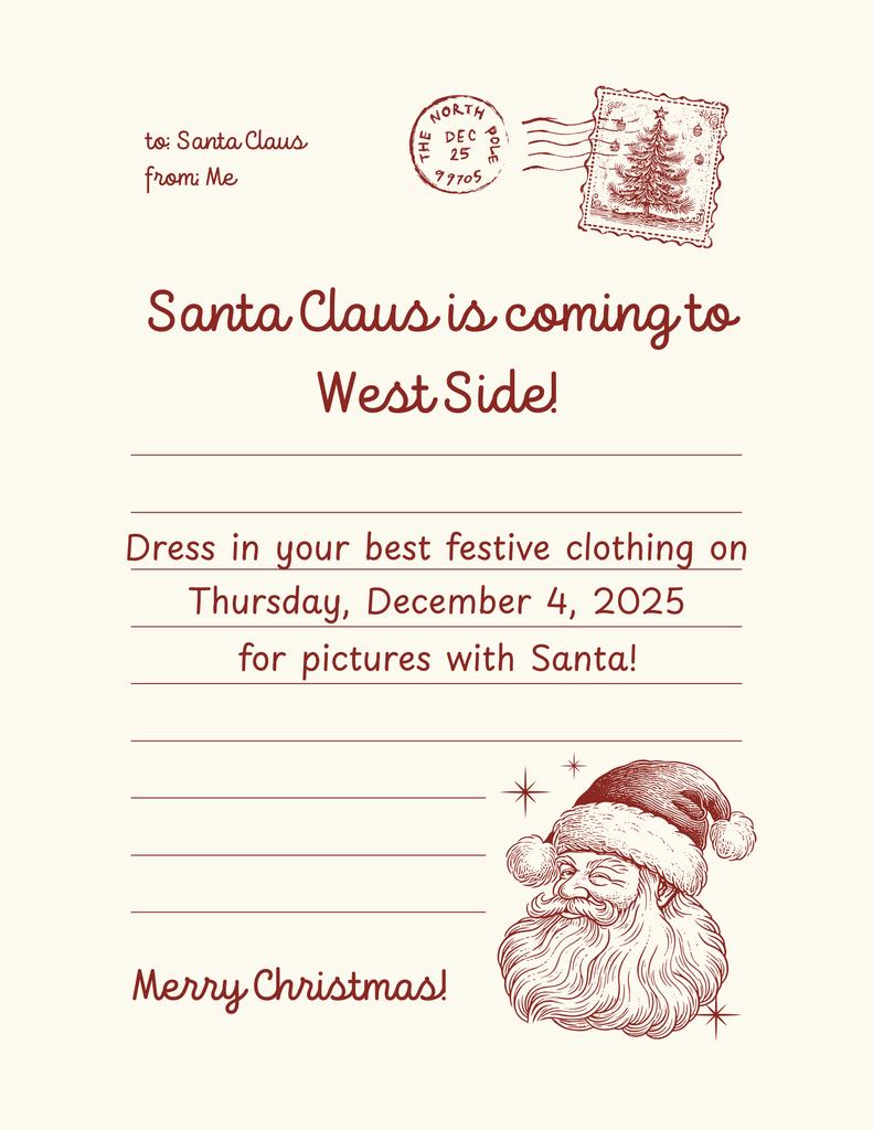 Red And Cream Illustrative Vintage Santa Letter Flyer