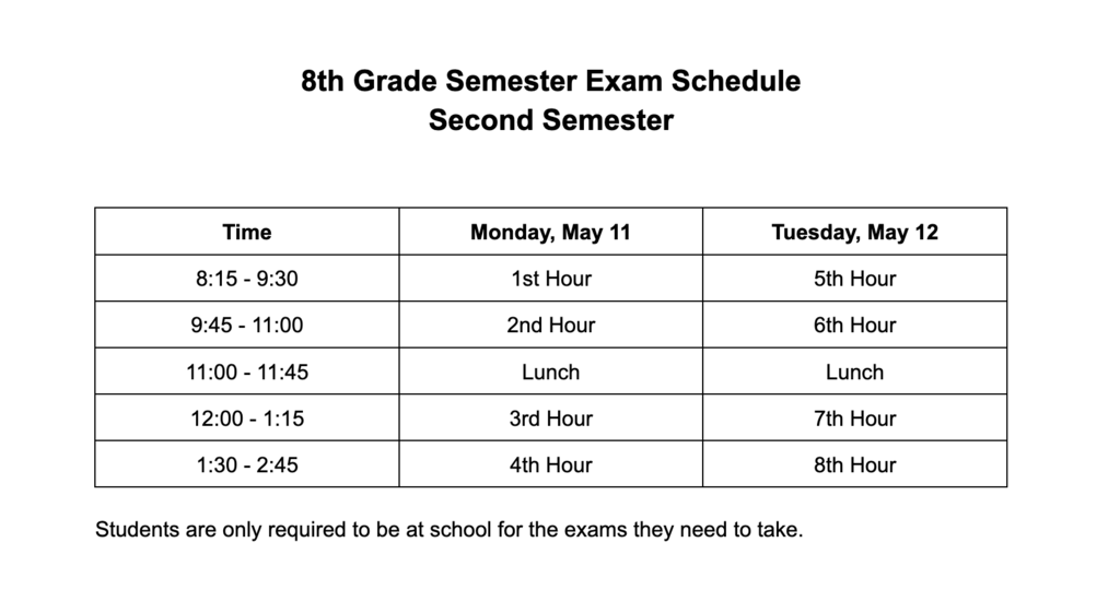 EXAM SCHEDULE