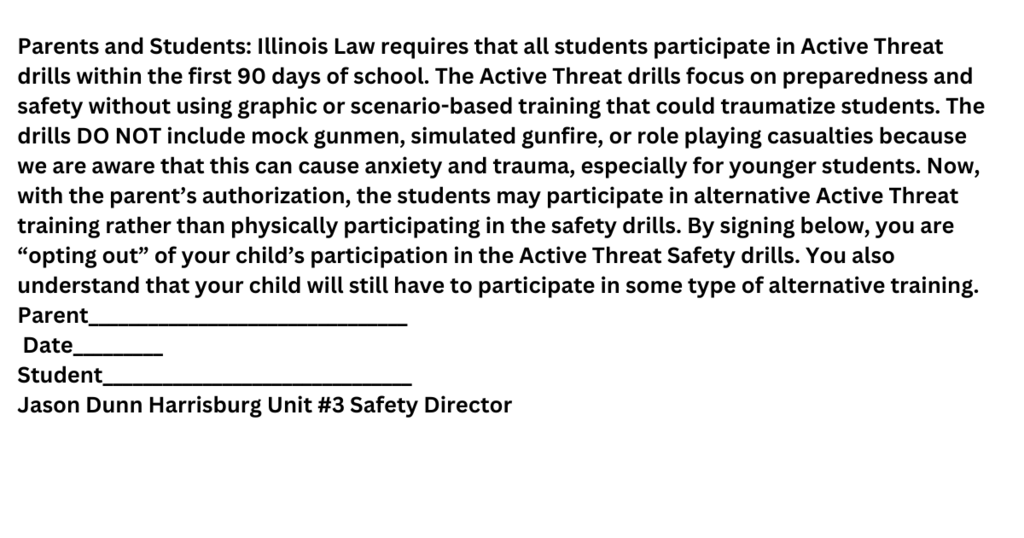 Safety Drill Opt out form