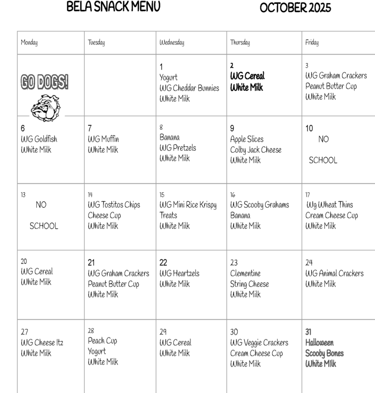 snack menu