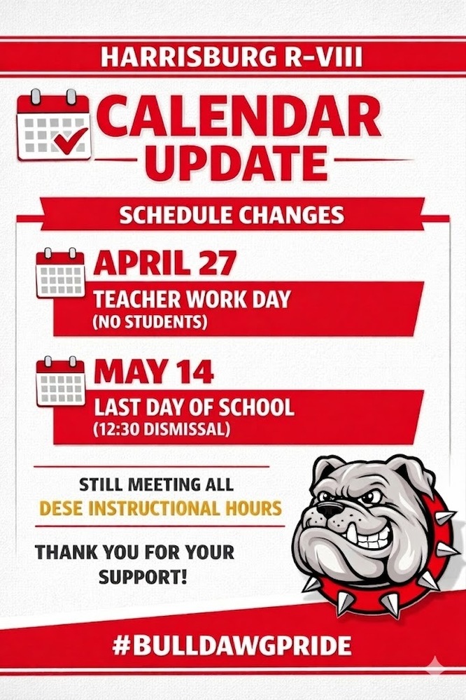 Calendar update graphic with information about changes to the 25-26 school calendar