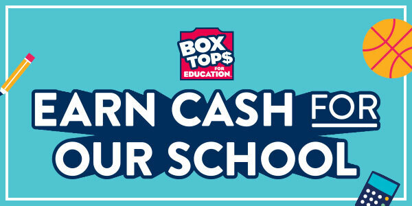 Light blue Box Tops for Education Earn Cash for Our School picture of lockers and school supplies