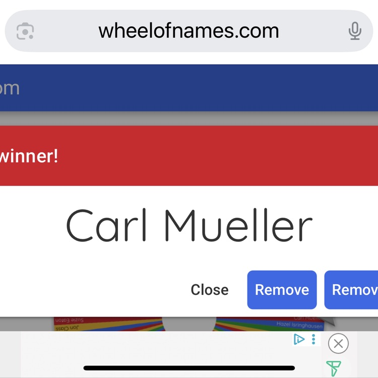 Carl Mueller announced VIP winner