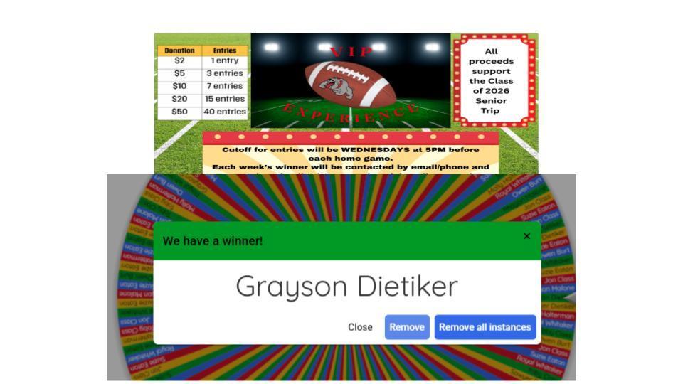 VIP Winner Announcement October 17, 2025